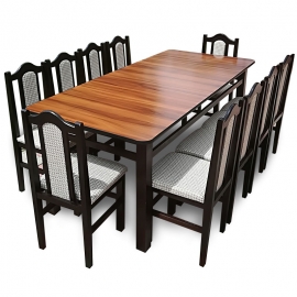 Set masa rustic wenge + 10 scaune