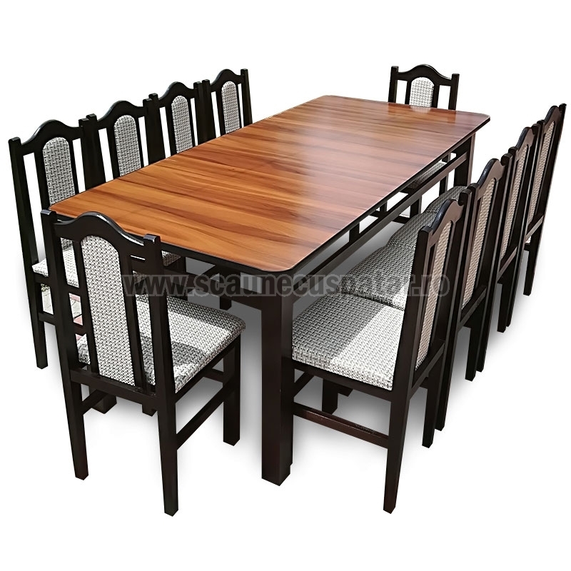Set masa rustic wenge + 10 scaune