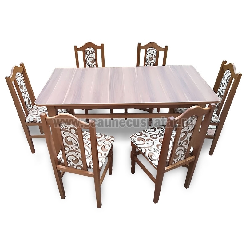 Set masă prun + 6 scaune